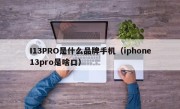 I13PRO是什么品牌手机（iphone13pro是啥口）